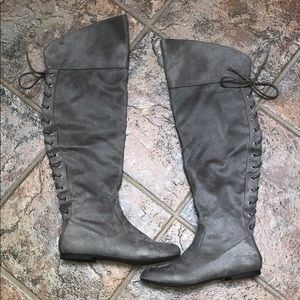 Just Fab Gray suede over the knee boots